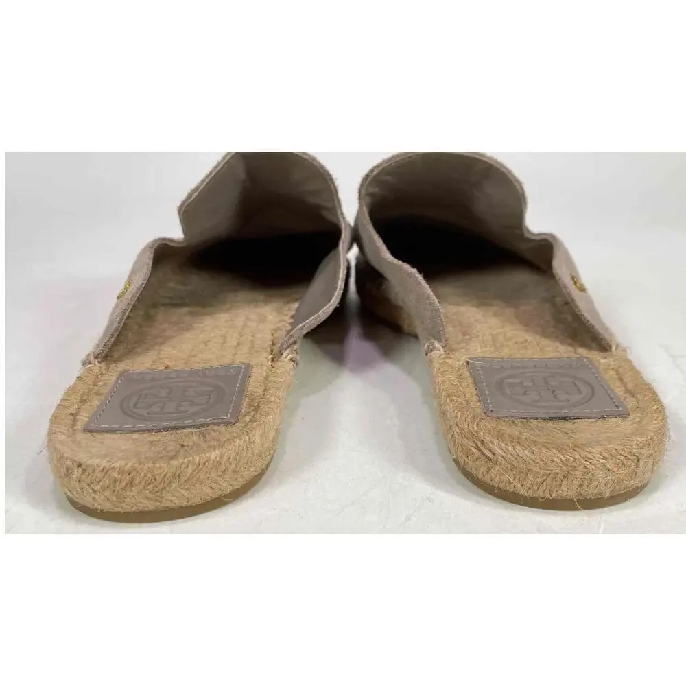 Tory Burch Suede Size 6.5 Women's Gray Tan Euro Summer Mule Flats